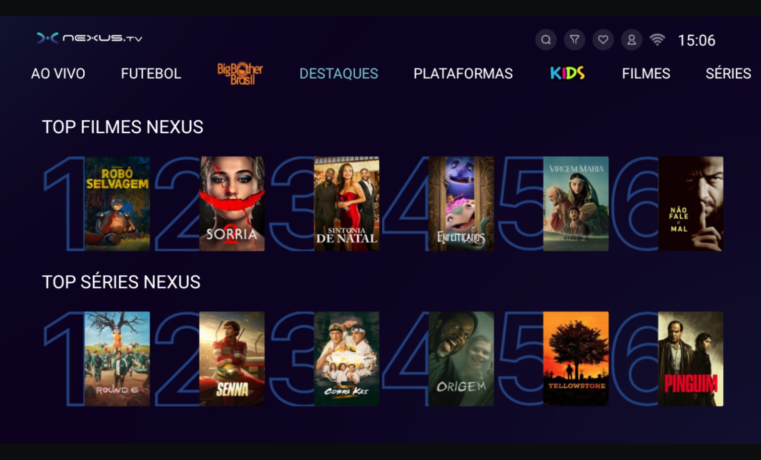 Tela do Nexus TV